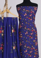 Winter - Riwaj - Printed Cotray Suit - Wool Shawl - D#01 - Blue