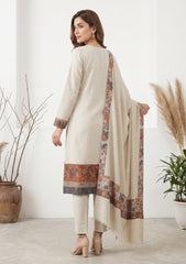 Winter - Riwaj - Pashmina Jamawar Patch Work Suit - D#01 - Cream