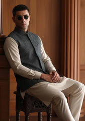 Elite Men China Boski Unstitched Waistcoat Fabric - D#116 - Black