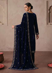Winter - Riwaj - Velvet Stone Work 3 Pcs Suit - D#05 - Navy Blue