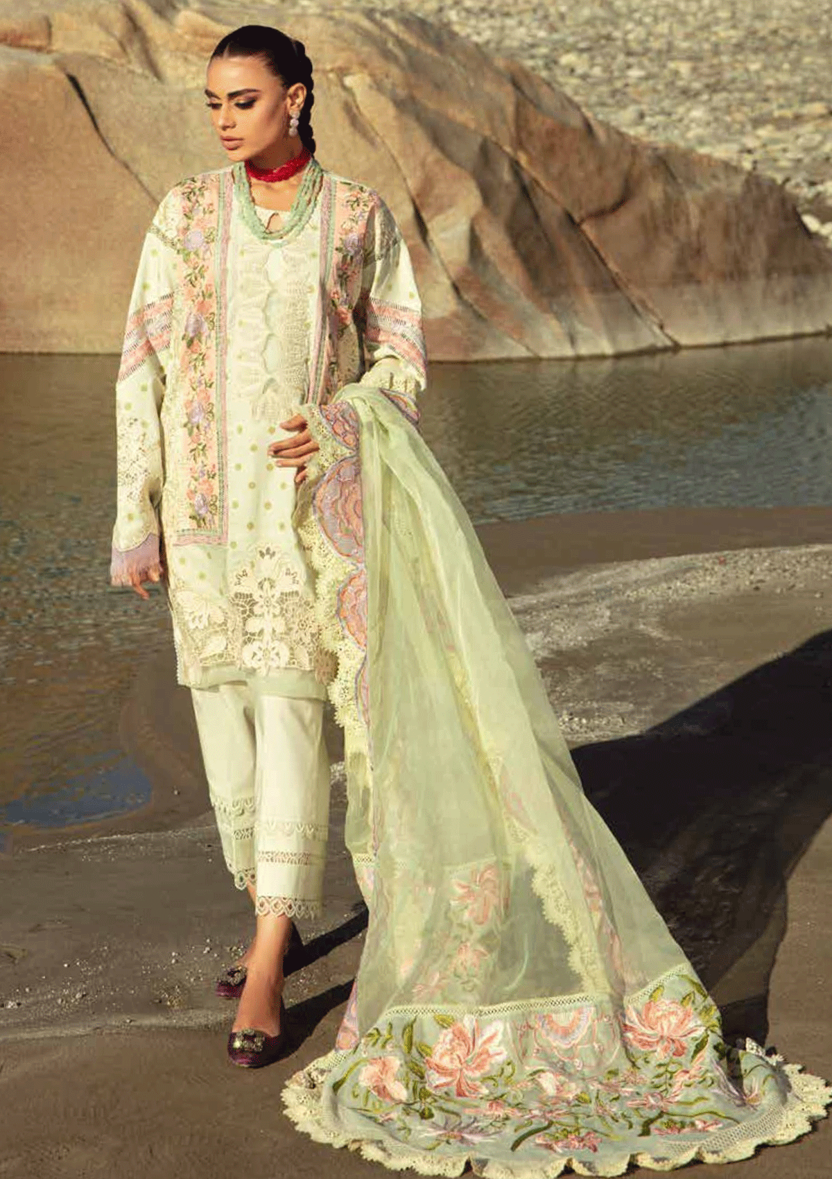 Lawn Collection - Maryam Hussain - Luxury - D#2 - Mint