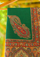 Pashmina Jamawar Work Shawl D - 04 - D Green