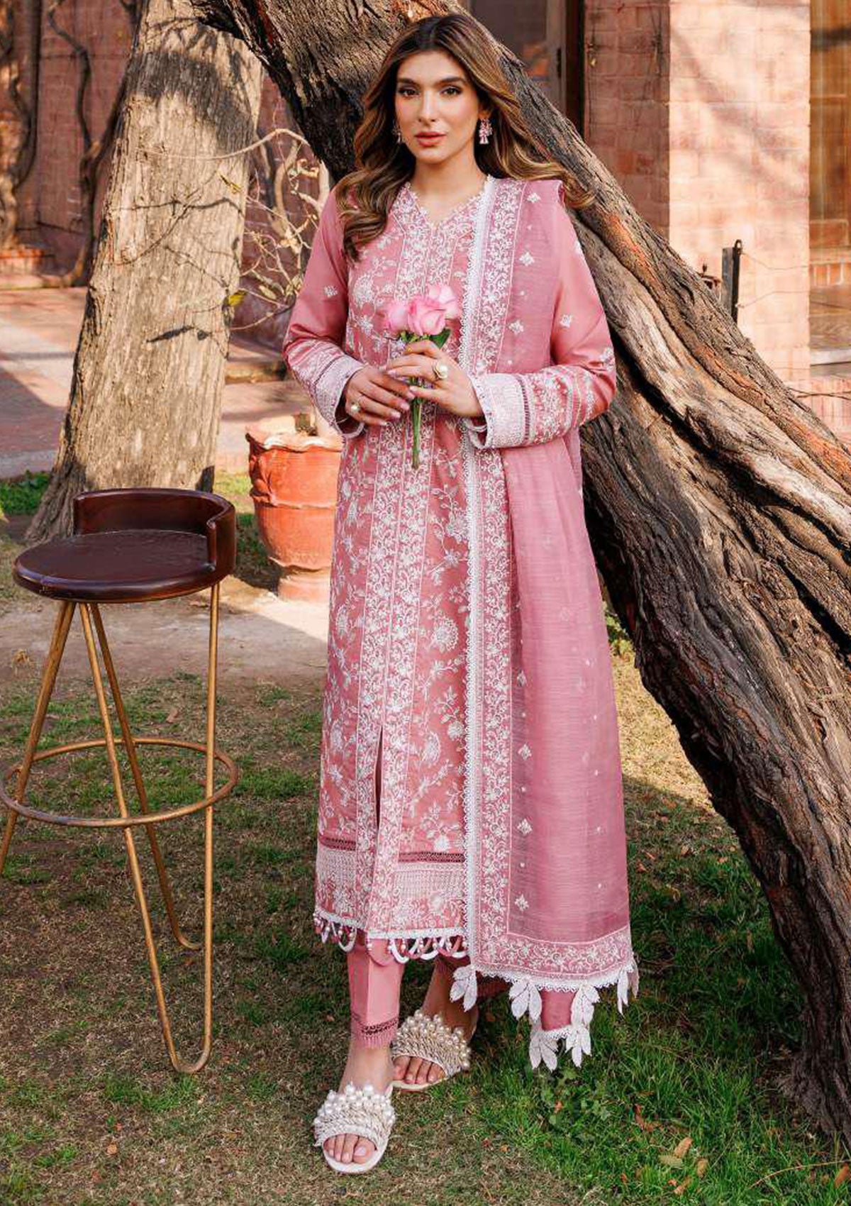 Lawn Collection - Farasha - Dastoor - FD24#05 - PEARL MIST