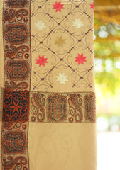 Wool Embroidered Shawl D - 18 - G Brown