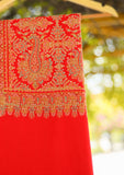Wool Embroidered Shawl D - 13 - Red