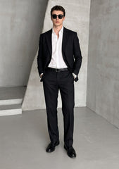 Scabal Sunrise Super 200's Silk & Wool Fabric - Black