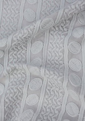 Elite Men Embroidered Cotton Chikankari Fabric - S Grey
