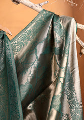 Silk Zari Jamawar Shawl D#48 - Green