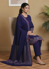 Winter - Riwaj - Pashmina Jamawar Suit - Patch Work - D#22 - N Blue