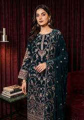 Winter - Riwaj - Fancy Embroidered Velvet Suit - D#568 - B Zink