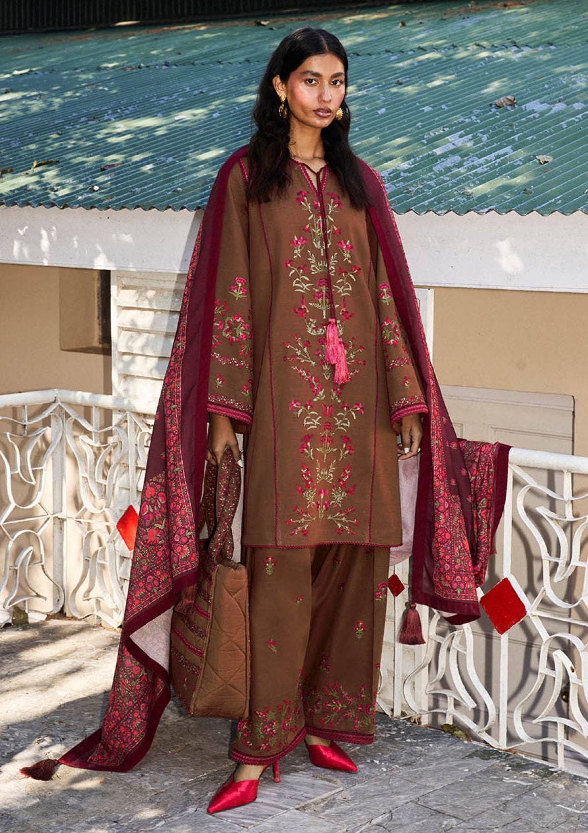 Winter Collection - Jugnu by Hussain Rehar - Autumn Winter - Hazel