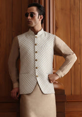 Elite Men China Boski Unstitched Waistcoat Fabric - D#102 - Golden