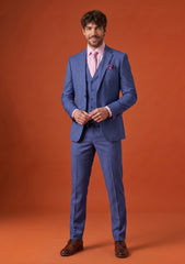 Dormeuil Exel Unique Stretch Wool Fabric - D Blue
