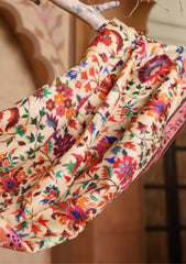 Pashmina Kalamkari Printed Ari Work Scarf D#01 - Golden