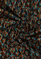 Elite Men Embroidered Jamawar Fabric - Black