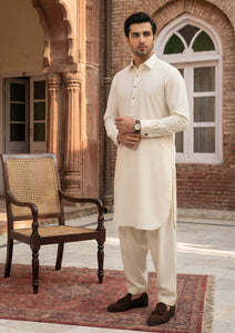 Elite Men Special Boski Wash & Wear Brown Selvage - Off White