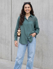 Pret - Moven - Indigo Cotton Linen Women's Shirt - Green