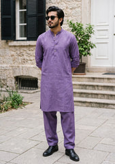 Elite Men Raw Silk Fabric  - Purple