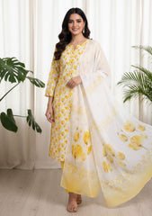 Lawn - Rubaaiyat - Digital Printed 26 - 2 By 2 - D#33 - Yellow