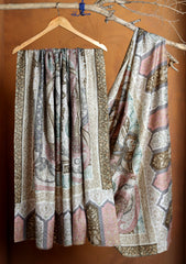 Pashmina Qalamkari Jaaldar Ari Work Shawl D#12 - Multi