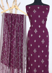 Formals - Riwaj - Fancy Bamber Chiffon - 3 Pcs Suit - CBD#1364 - D Purple