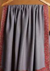 Pashmina Kashmiri Border Shawl D#133 - N Grey