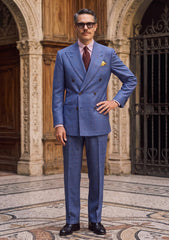 Drago Biella Fine Super 130's Wool Fabric - F Blue