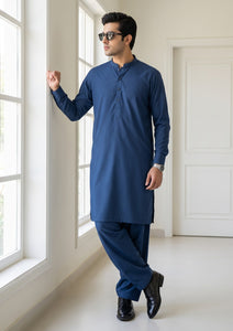 Elite Men Antonio Enzo Compact Texture Pure Cotton Fabric - Blue