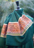 Shawl Collection - Sadias Collection - Pashmina Shawl - D#11 D Green Orange Cross