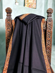 Pashmina Kashmiri Border Shawl D#176 - Black