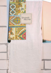 Embroidered Lawn Summer Shawl D#53 - White
