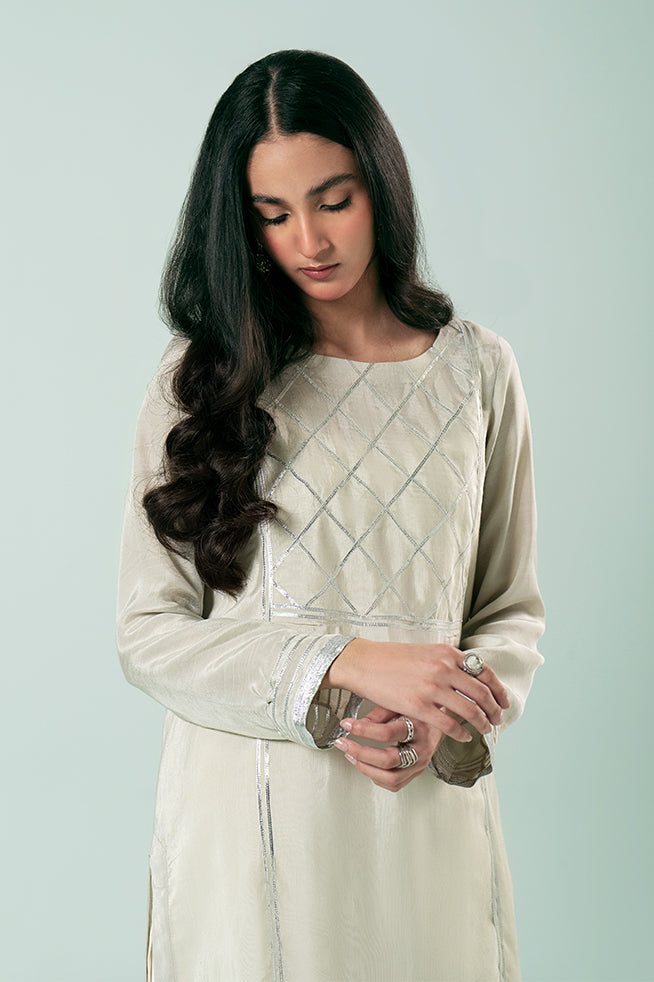 Pret Collection - Fozia Khalid - Basics Vol 3 - Silver Panelled Kurta