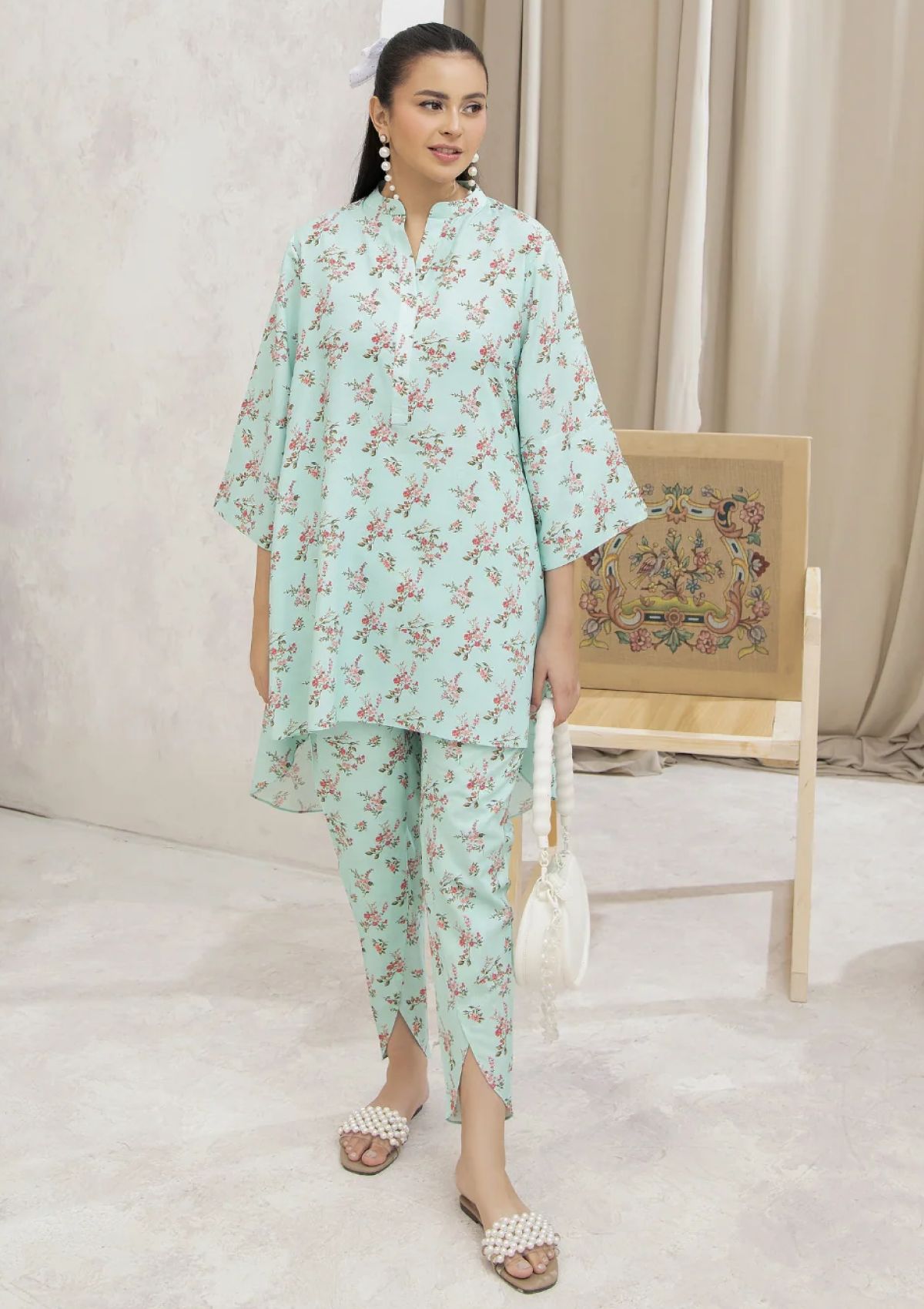 Pret Collection - Mehryam - Pure Comfort Co-Ord's - Soft Mint Floral