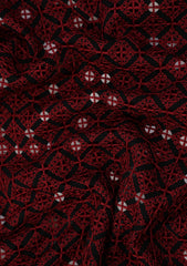 Elite Men Embroidered Sequence Selvage Viscose Fabric - Maroon