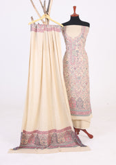 Winter - Riwaj - Pashmina Suit - Kaani Jamawar - Premium 25 - D#47 - Skin