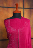 Winter Collection - Riwaj - Bamber Chikankari W/ Mukesh Work - D Magenta