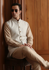 Elite Men China Boski Unstitched Waistcoat Fabric - D#102 - Golden