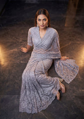 Formals - Chantilly Lace Saree - Grey
