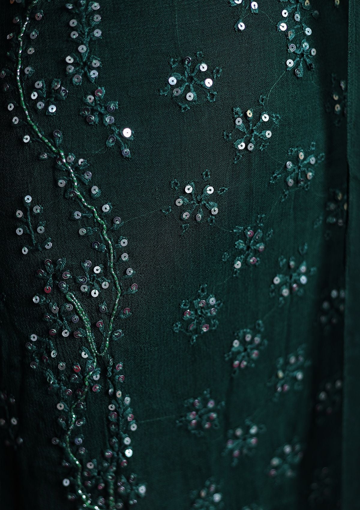 Winter Collection - Riwaj - Bamber Chikankari W/ Sequence Work - B Green