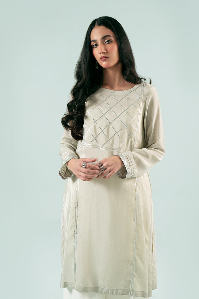 Pret Collection - Fozia Khalid - Basics Vol 3 - Silver Panelled Kurta