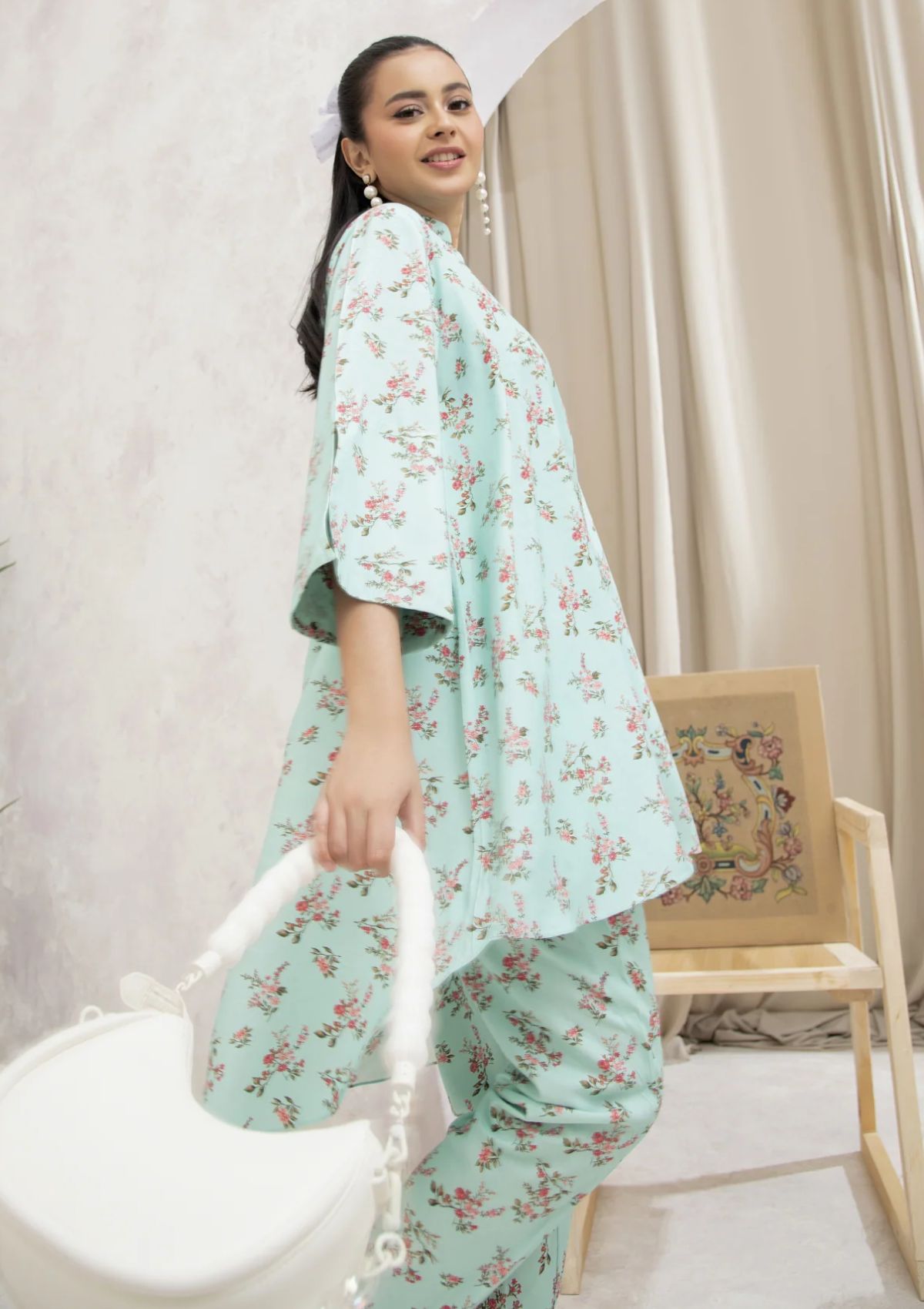 Pret Collection - Mehryam - Pure Comfort Co-Ord's - Soft Mint Floral