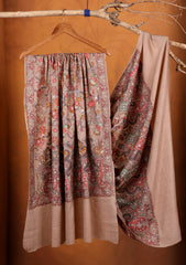 Pashmina Embroidered Jaaldar Shawl D#05 - Skin