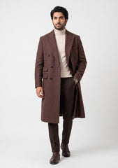 Tweed Selvage Self Texture Woollen Fabric - Maroon
