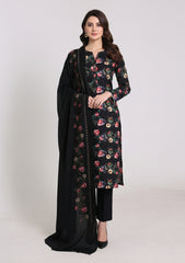 Winter - Riwaj - Printed Cotray Suit - Wool Shawl - D#09 - Black