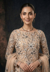 Formals - Riwaj - Fancy 26 - Chikankari & Mukesh - 2 Pcs - D#01 - L Peach