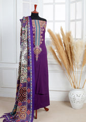 Winter - Riwaj - Embroidered Peach Leather Suit - Edit 25 - D#03 - Purple