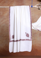 Pashmina Kashmiri Border Scarf D#28 - Off White
