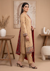 Formals - Fancy Silk Embroidered - 3 Pcs Suit - D#04 - S Red