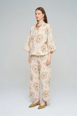 Pret - Moven - Shirt with Floral Embroidery and Sequin Details - Skin
