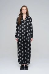 Pret - Moven - Rose Pattern Oversize Women's Shirt - Black